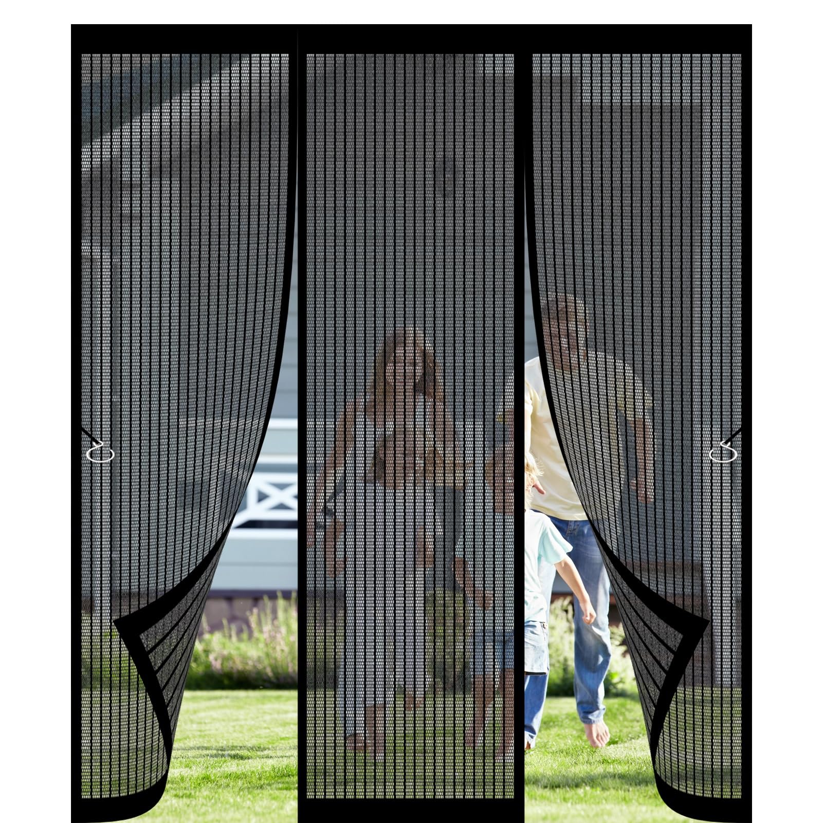 Magnetic Fly Screen Door 120 x 220 cm Keeping Out Flies & Bug, Keep Fresh Air in Heavy Duty Bug Mesh Curtain Hundreds of Sizes for Kitchen, Terrace, Corridor, Black