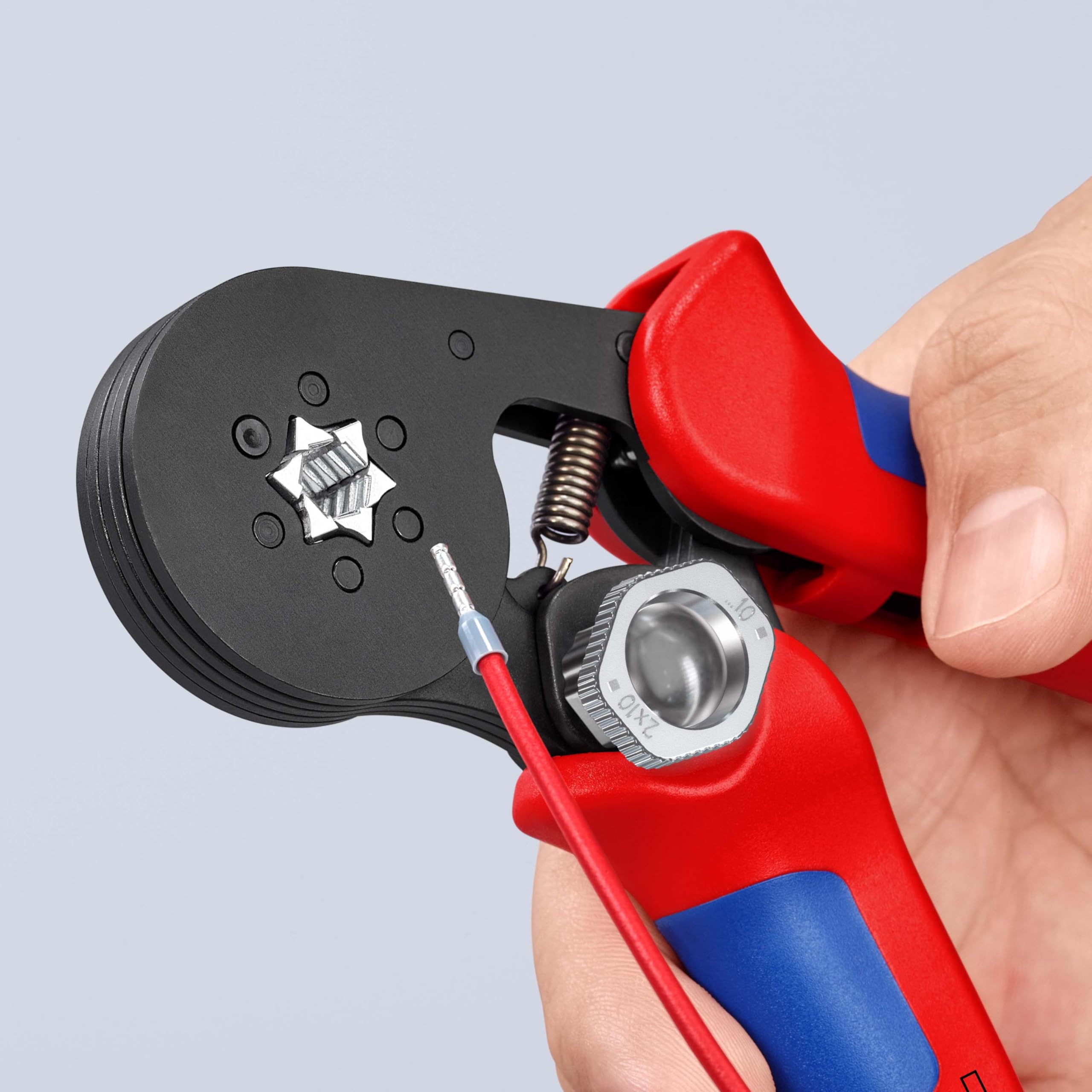 Knipex Pince à sertir auto-ajustable pour embouts de câble avec accès latéral avec poignées multimatières 180 mm, 97 53 14