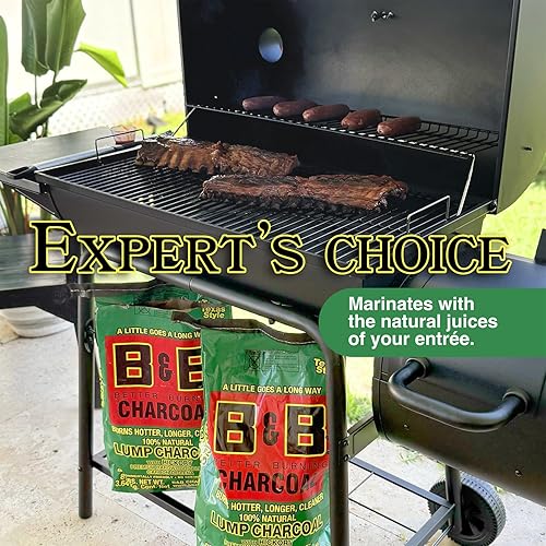 Miniatura 5 de Carbón vegetal de madera de nogal de 8 libras para asar a la parrilla, totalmente natural para ahumar, asar a alta temperatura y barbacoa,
