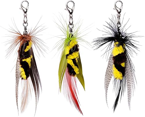 JXFUKAL Recambios de juguete de plumas, 3 piezas de simulación de mini insectos, señuelos de varita, juguetes de repuesto para gatitos, accesorios