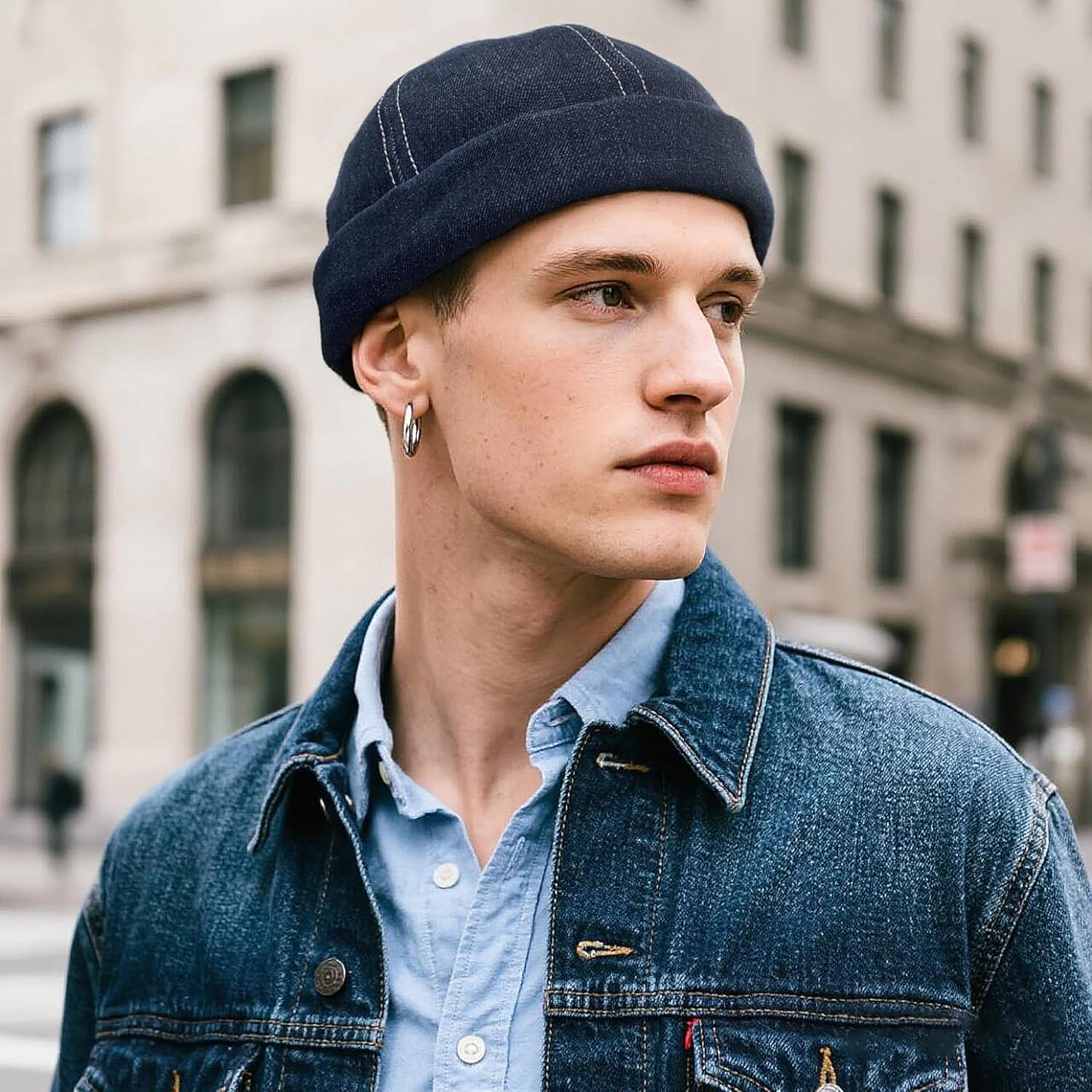 Clakllie Warm Brimless Hat Knitted Skull Cap Docker Hat Soft Beanie Worker Hat Rolled Cuff Sailor Fisherman Leon Hat - Image 3