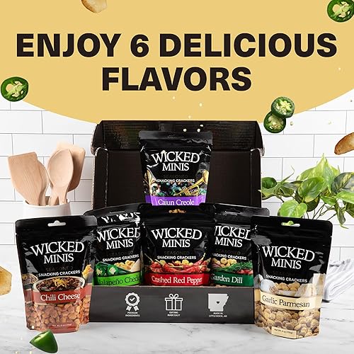 Miniatura 8 de Wicked Minis - Galletas de sopa y ostras, mini sopa inflada con sabor a salina y salada, mezcla de aperitivos salados, adornos para ensalada de