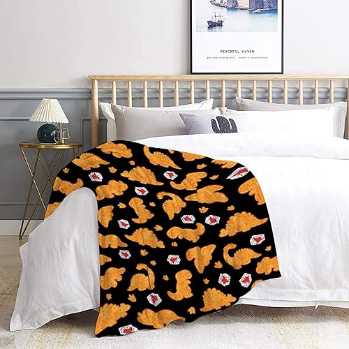 Miniatura 5 de Manta de pepita de pollo, manta de pepita de dinosaurio, manta de felpa suave y acogedora, manta de franela mullida de forro polar divertida para