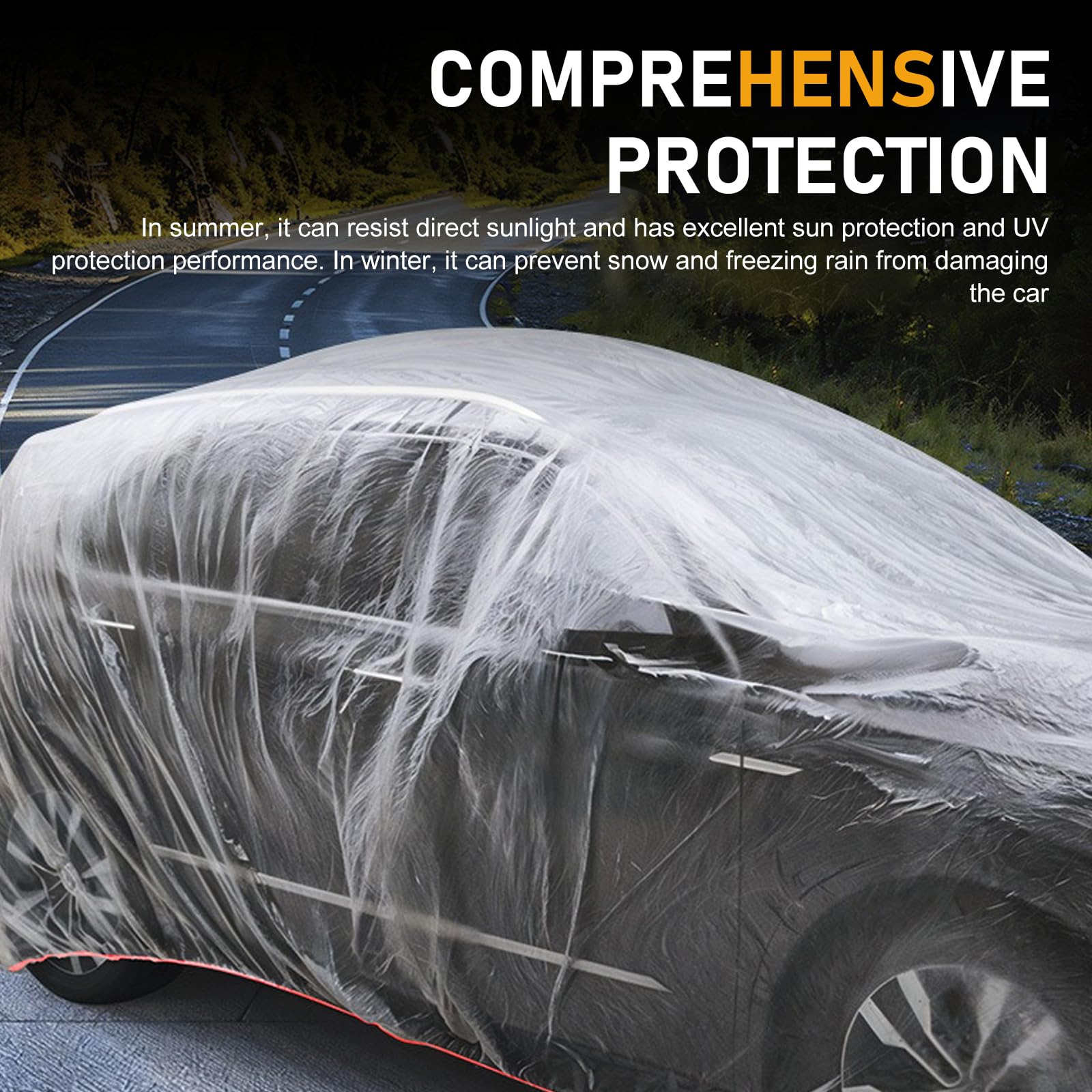 Qurbuns 1 PC Disposable Car Covers 12 4 FT x 21 6 FT Clear Plastic Car Cover Rain — view 7