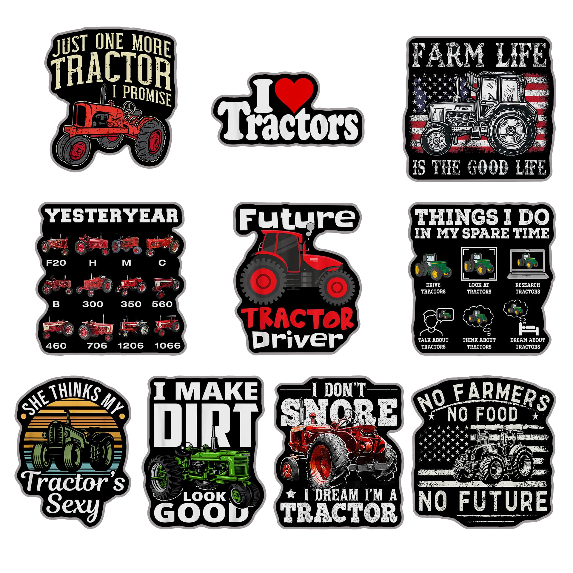 View 1 of (Set of 10) Tractor Sticker I Don't Snore I Dream I'm A Tractor I Make Dirt Look Good No Farmers No Food She Think My Tractor's Sexy Stickers Water Bottles Laptop Car 3 Inches