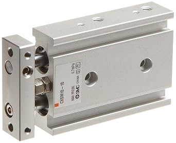 SMC CXSM25TN-25 Aluminum Air Cylinder with Guide Rod Plate, Slide Bearing, Compact, Switch Ready, Air Cushion, 25 mm Bore OD, 25 mm Stroke, 12 mm Rod OD, 1/8" NPT