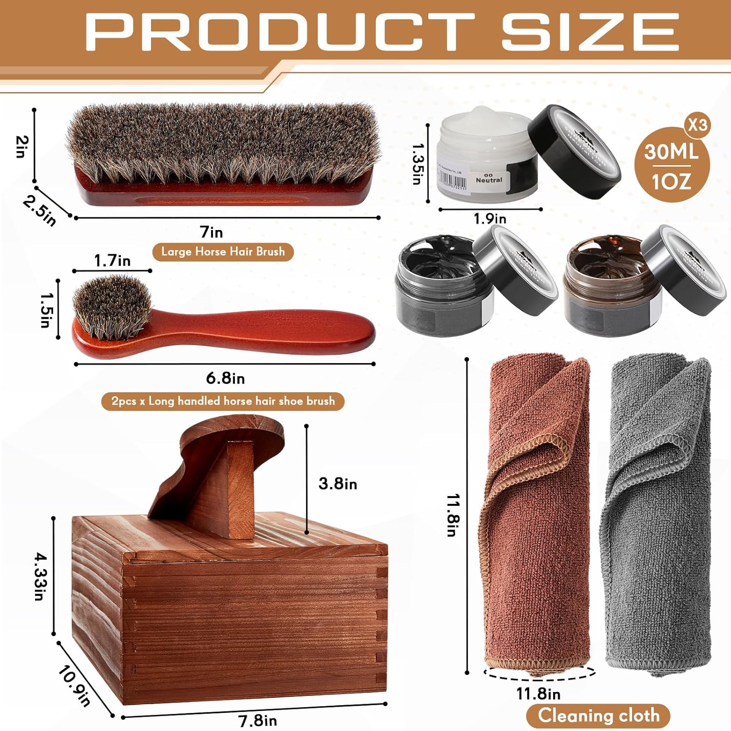 9 Pcs Shoe Shine Valet Box