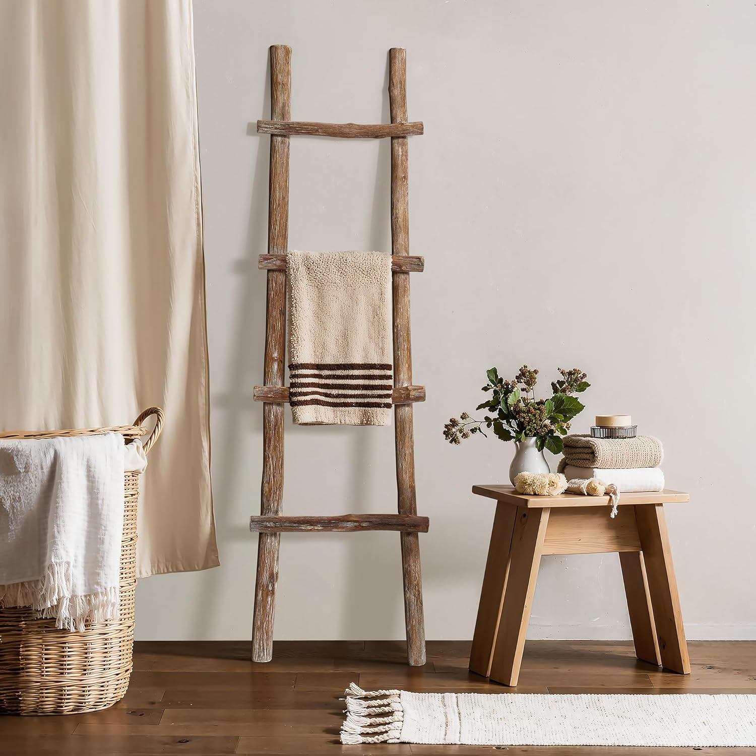 60 Inch Tall Solid Wood Blanket Ladder
