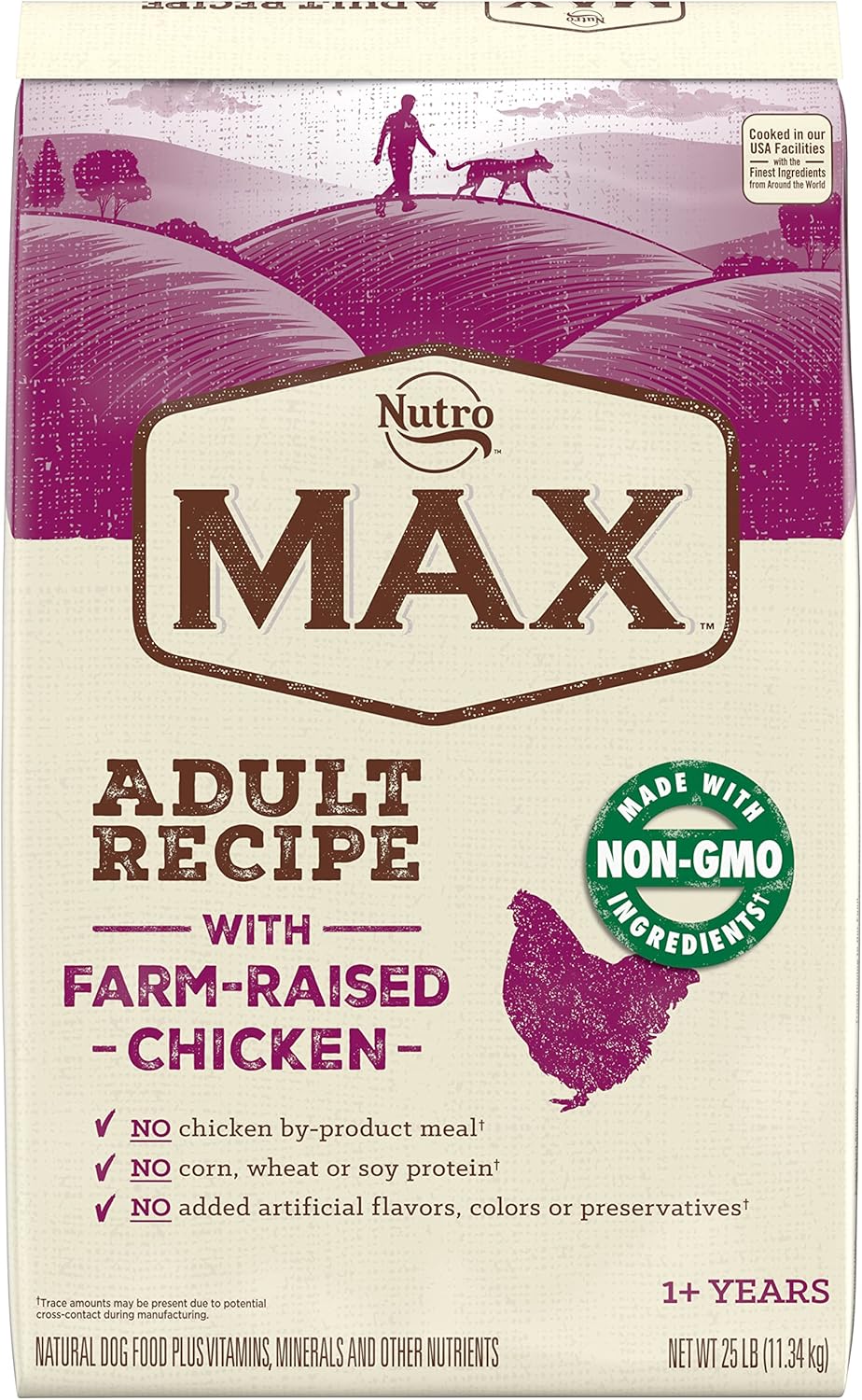 BBD: Jan 2026- NUTRO MAX Adult Recipe Dry Dog Food With Farm Raised Chicken, 25 LB Bag 25 Pound (Pack of 1) Chicken