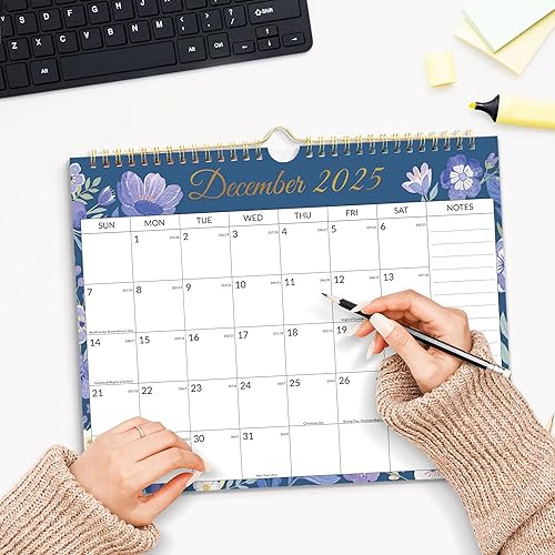 Vista 32 de SUNEE Calendario 2026 de pared de 18 meses, octubre de 2025 a marzo de 2027, calendario colgante grande de 12 x 17 pulgadas 2026 con notas, mes CUTE