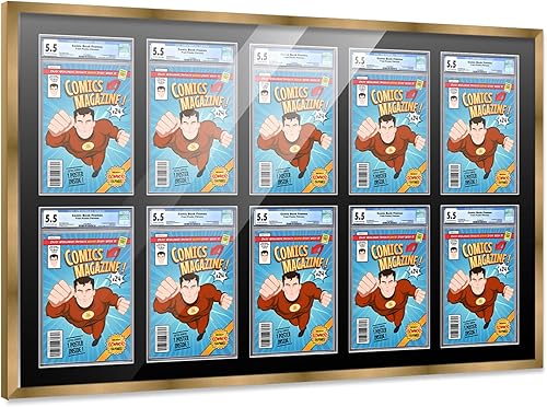 Miniatura 297 de Poster Palooza Marco de cómic con paspartú para 2 cómics CGC, CBCS o PGX Graded Comics – Marco de cómic negro para cómics de 8.125 x 13 pulgadas