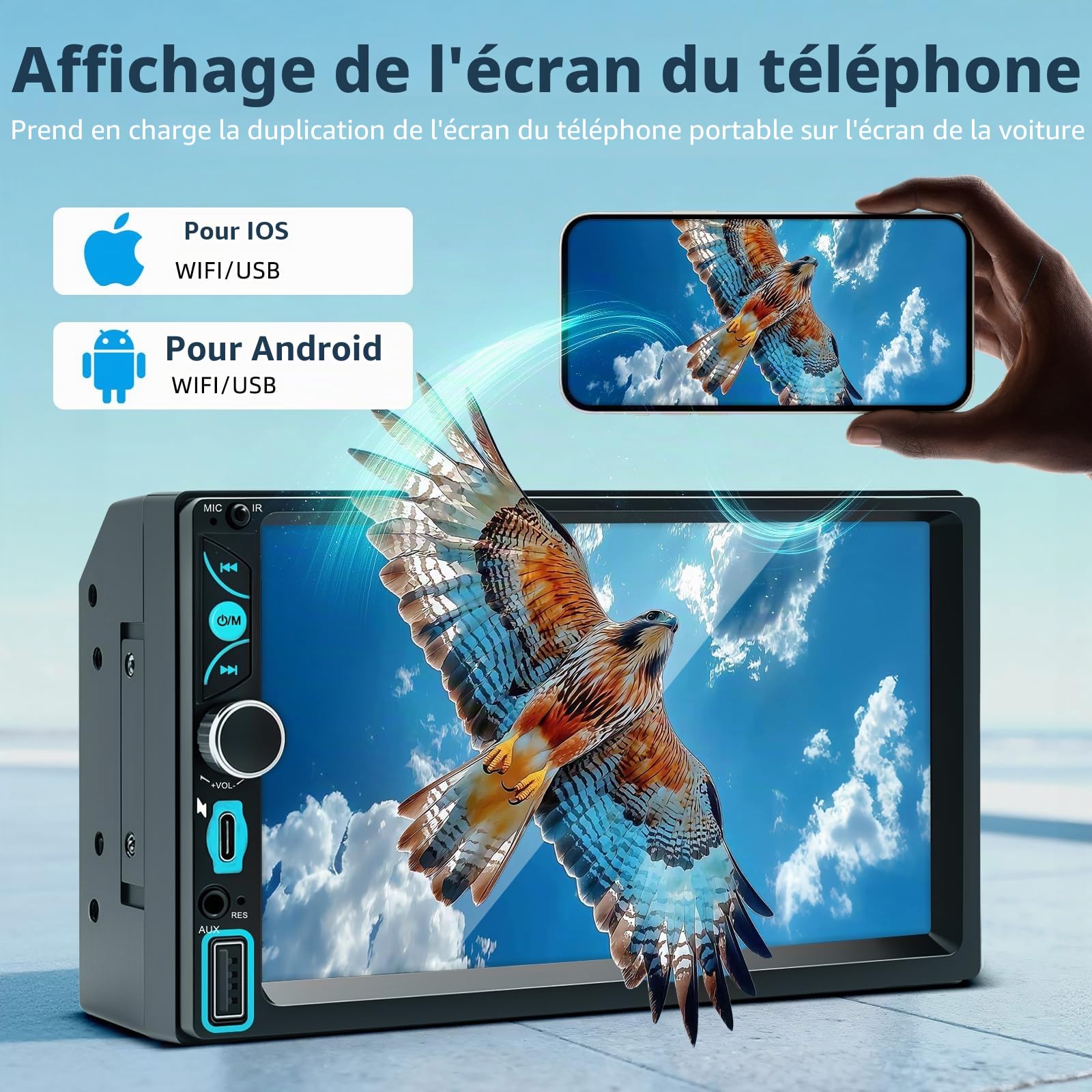WERESOUND 2 DIN BT Autoradio CarPlay avec sans Fil Car Play & Android Auto