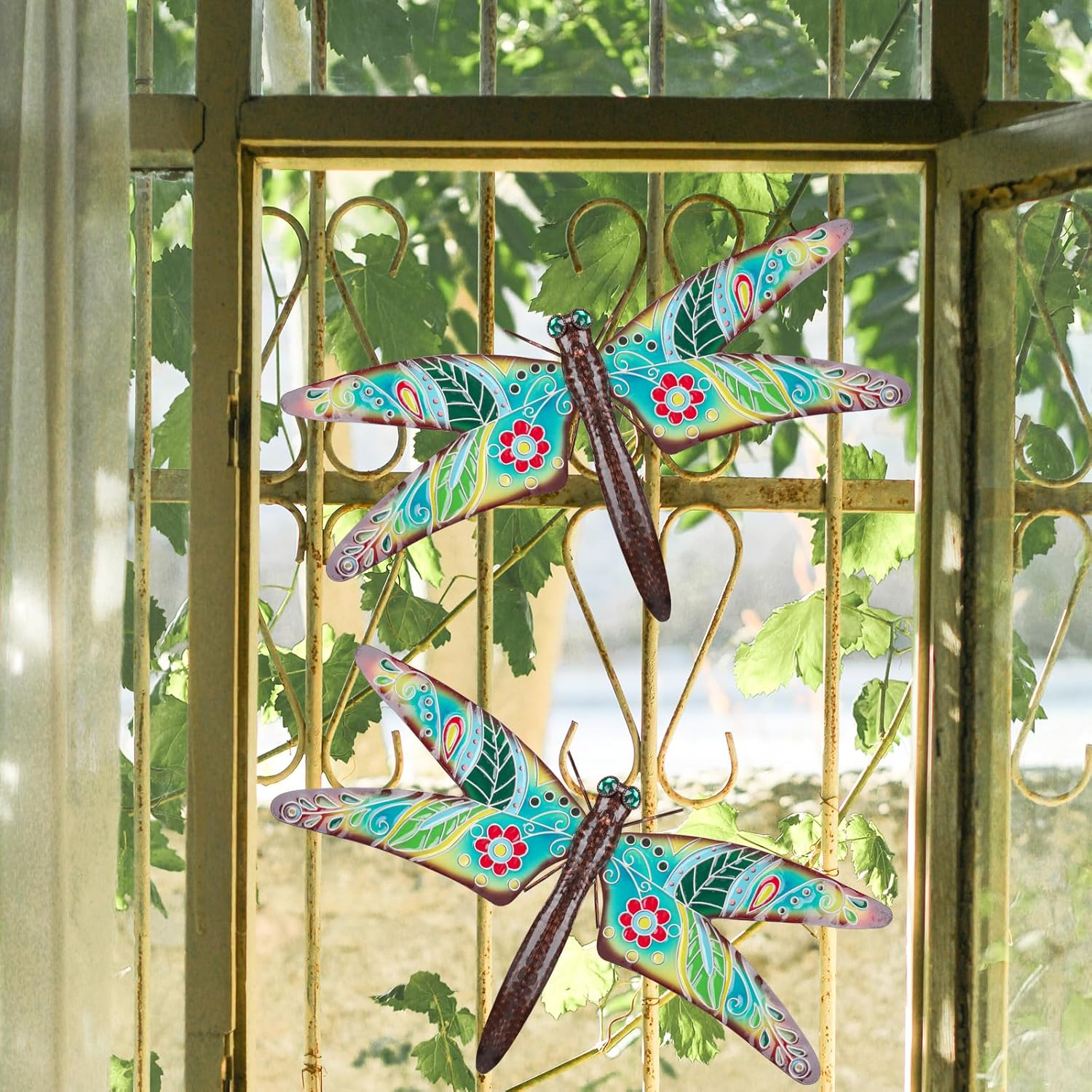 VCUTEKA 屋外 金属 トンボ 壁装飾 トンボ 壁 彫刻 吊り下げ 庭 壁アート 彫刻 屋内 屋外 テラス フェンス 装飾 大