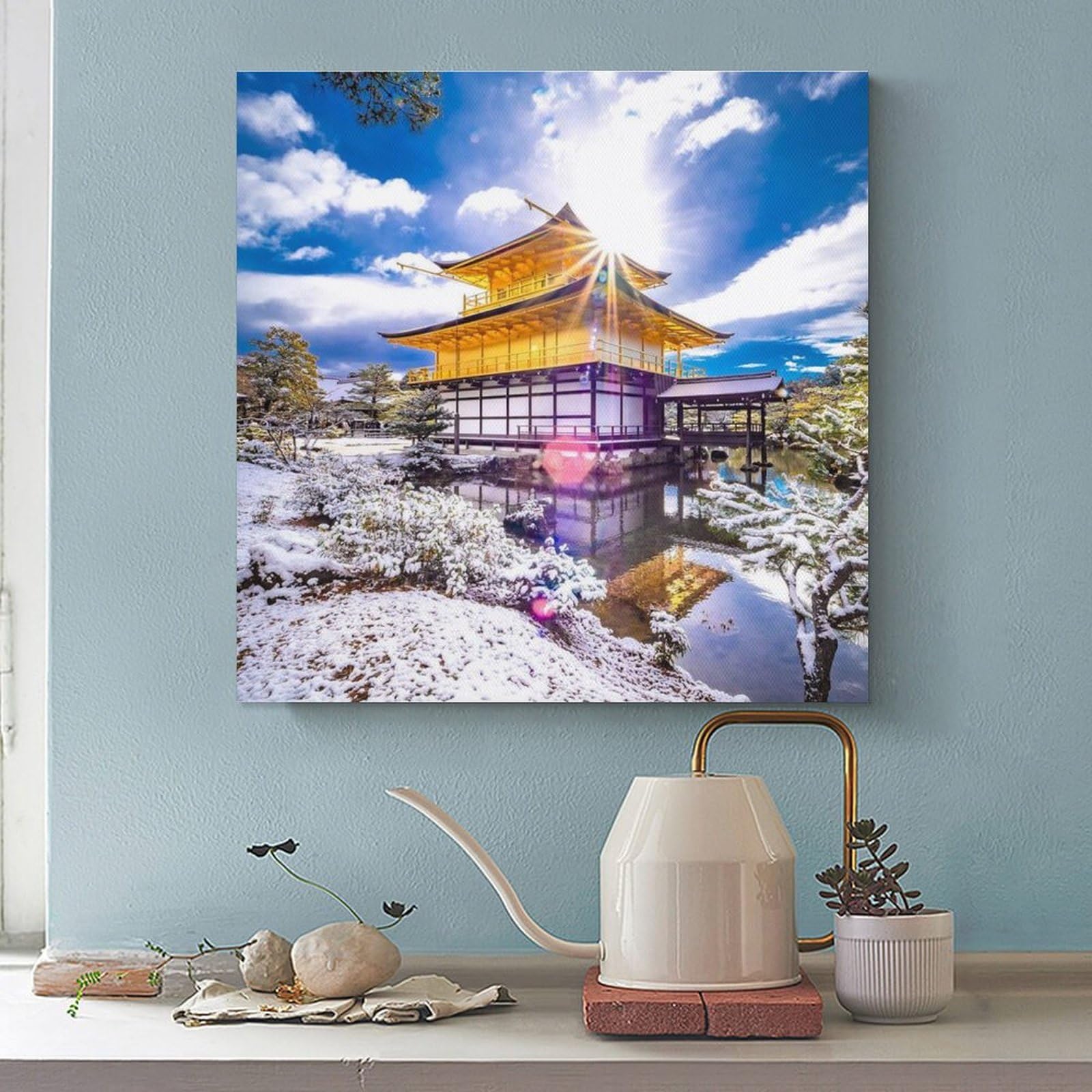Amazon.co.jp: 絵画 太陽に照らされる金閣寺インテリア 絵画 美しい