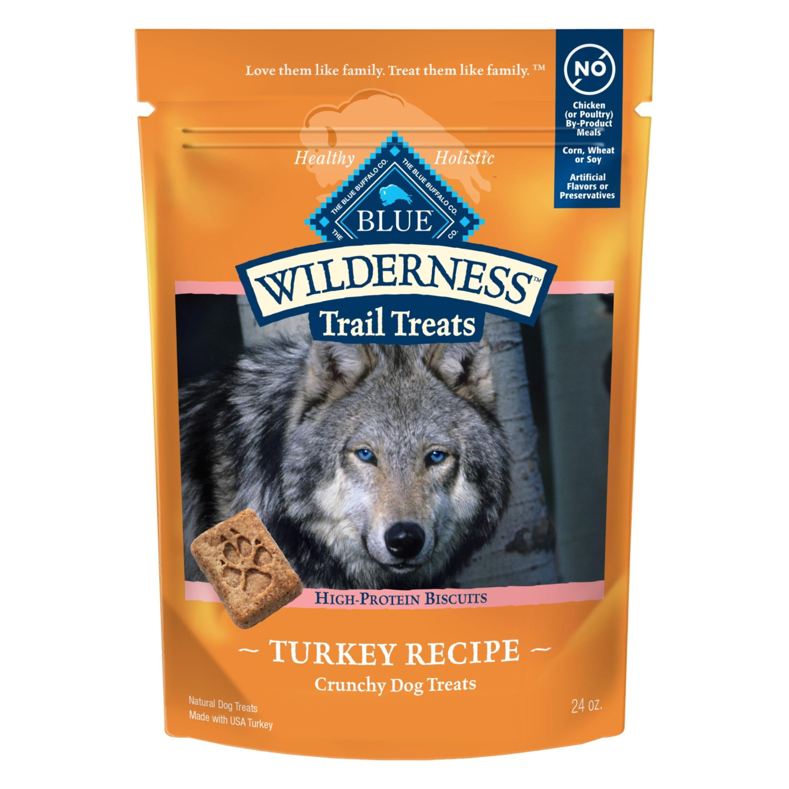 Wilderness Trail Treats High Protein Grain Free Dog Biscuits Crunchy Dog Treats, Turkey Recipe, 24-oz Bag