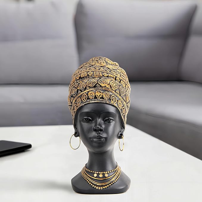Estatua Africana Mujer Dorada Smadeer Decoración Hogar miniatura 2
