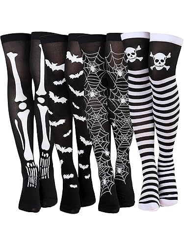 Boao 4 Pairs Halloween Thigh High Long Stockings Over Knee Stockings Cosplay Festival Socks - Cute Style