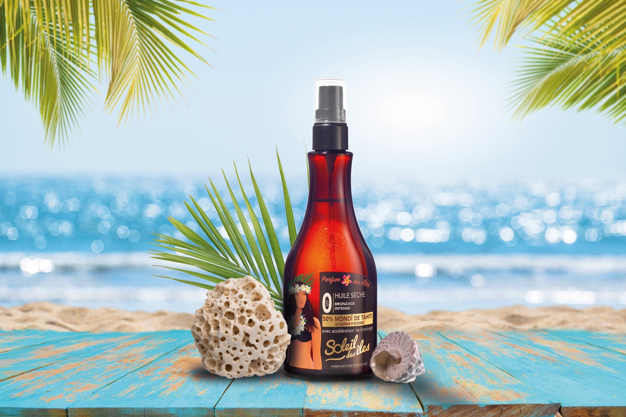 Soleil des Îles | 100% naturalny suchy olej do opalania - zapach wysp - akcelerator opalania - wyprodukowano we Francji