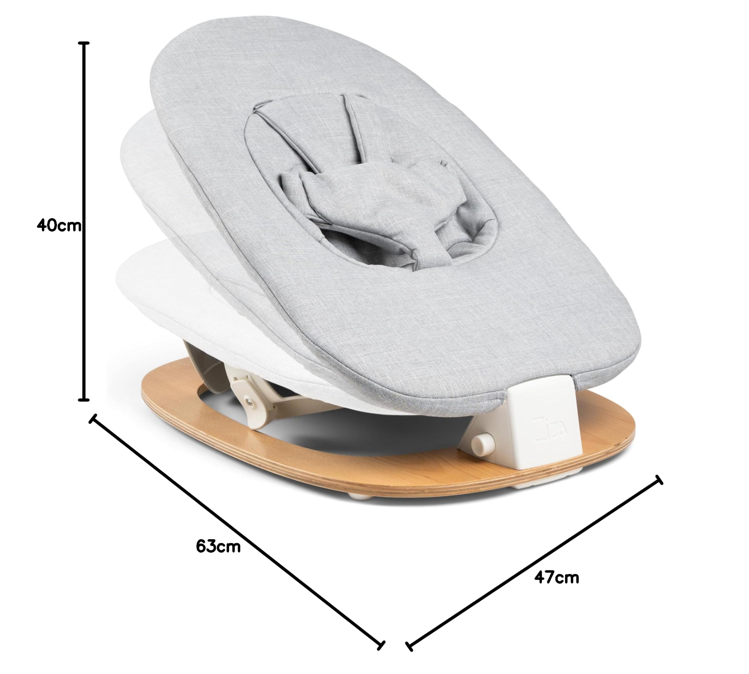 Ziza Babywippe für Neugeborene Vanilla/Grey - Wippe für Babys bis zu 9 kg, Geeignet zur Fixierung am Hochstuhl, Montage-Set inklusive, Sicherer Halt mit 5-Punkt-Gurt