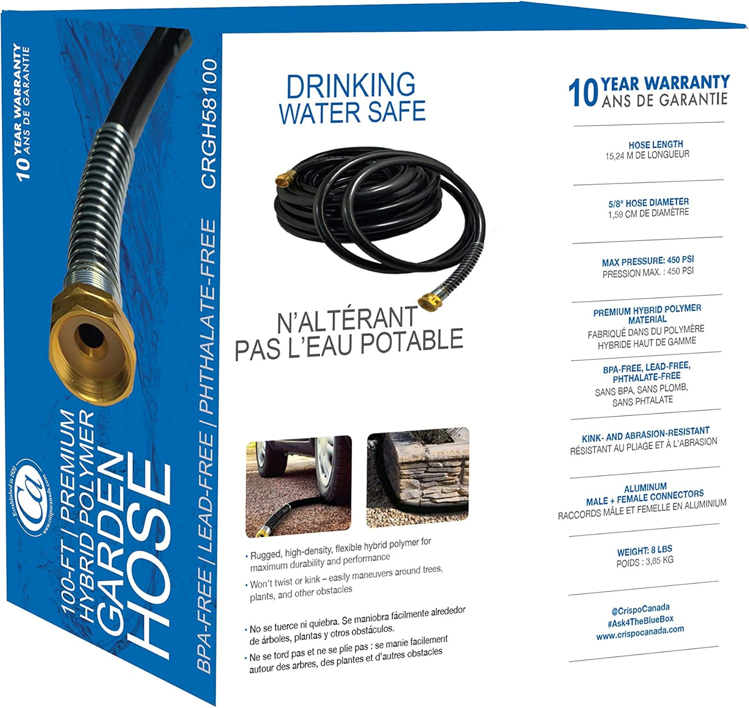 Crisp-Air CRGH58100 All Season Premium Garden Hose, 5/8-Inch by 100-Feet