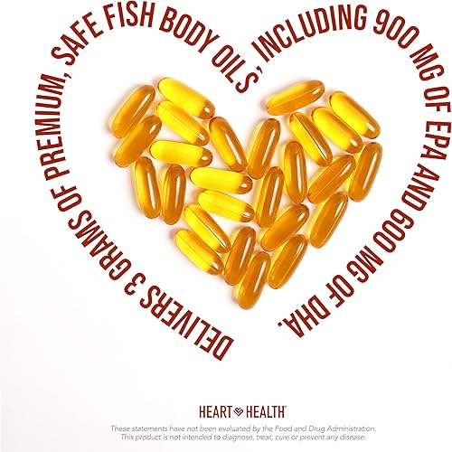 Miniatura 5 de Heart Health Essential Omega 3 Aceite de pescado con vitamina E – Suplemento de aceite de pescado Omega 3 de alta potencia con EPA y DHA – Cápsulas