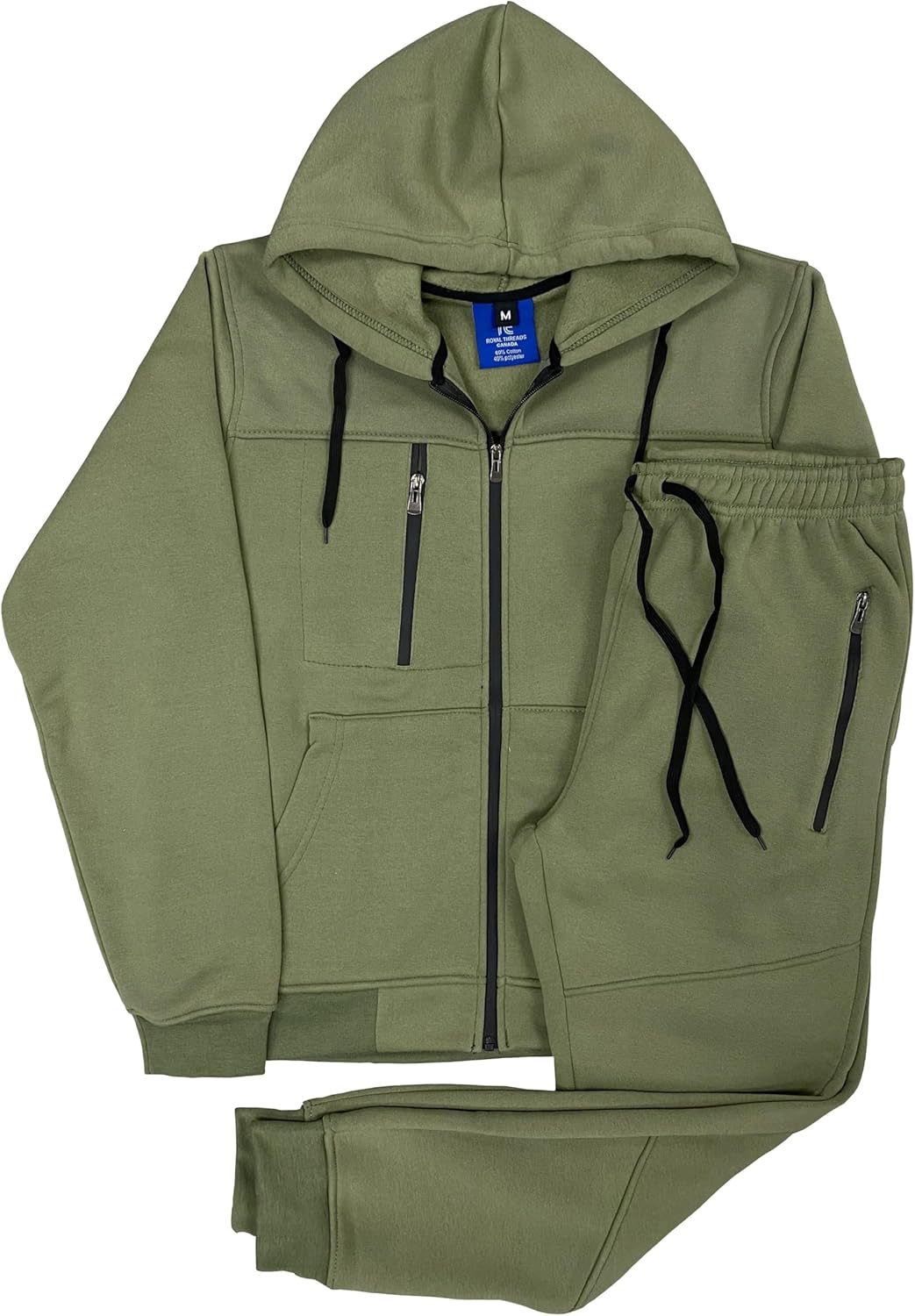 Men’s Warm Winter Tech Fleece Sweat Jacket Sweatpants Jogger Outfit