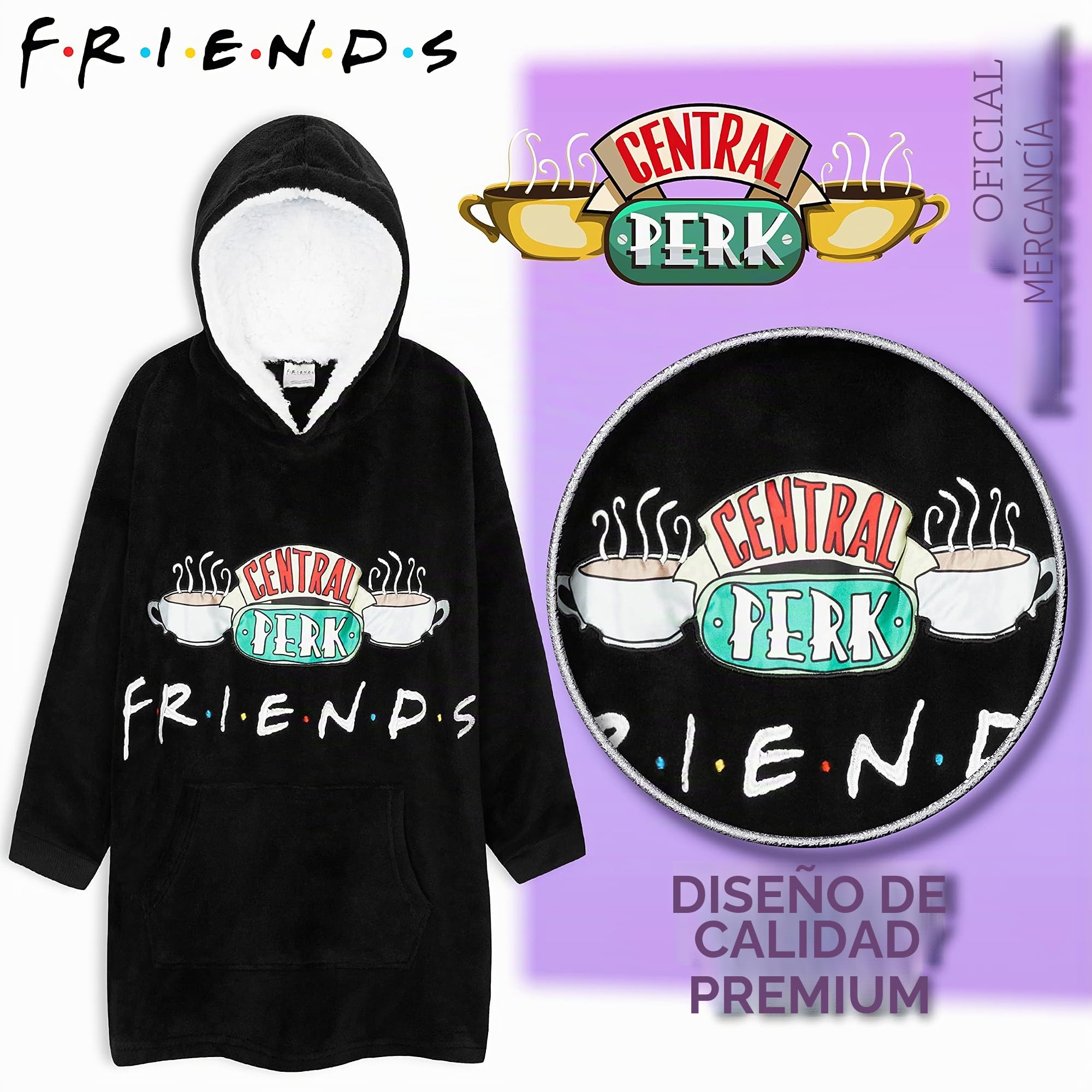 FRIENDS Sudadera Niña, Bata Manta con Mangas con Forro Polar de Central Perk