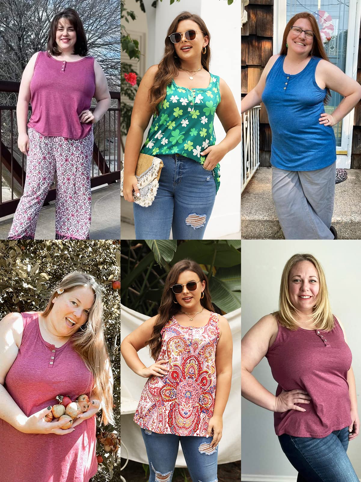 DOLNINE Womens-Plus-Size-Tank-Tops Summer Sleeveless T Shirts Casual Button Down Tunic Tee