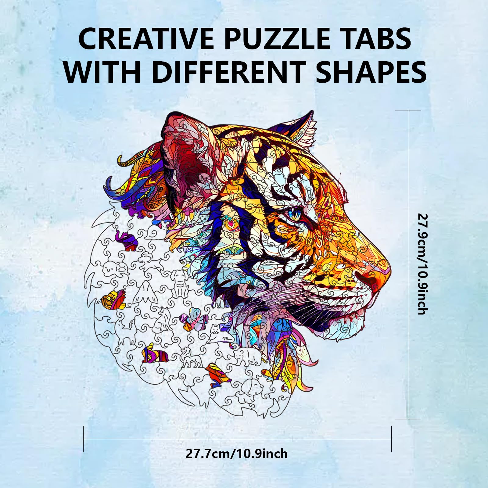 Tiger Shaped Wooden Jigsaw Puzzle For Adults – 101 Pieces, 5mm Thick, With Wood Box, 19.9x22.1 Cm - View #10