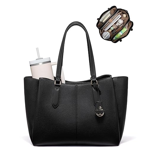 LOVEVOOK Laptop Tote Bag for Women 15.6 In Work Bags with Triple Compartments Large Faux Leather Computer Office Briefcase