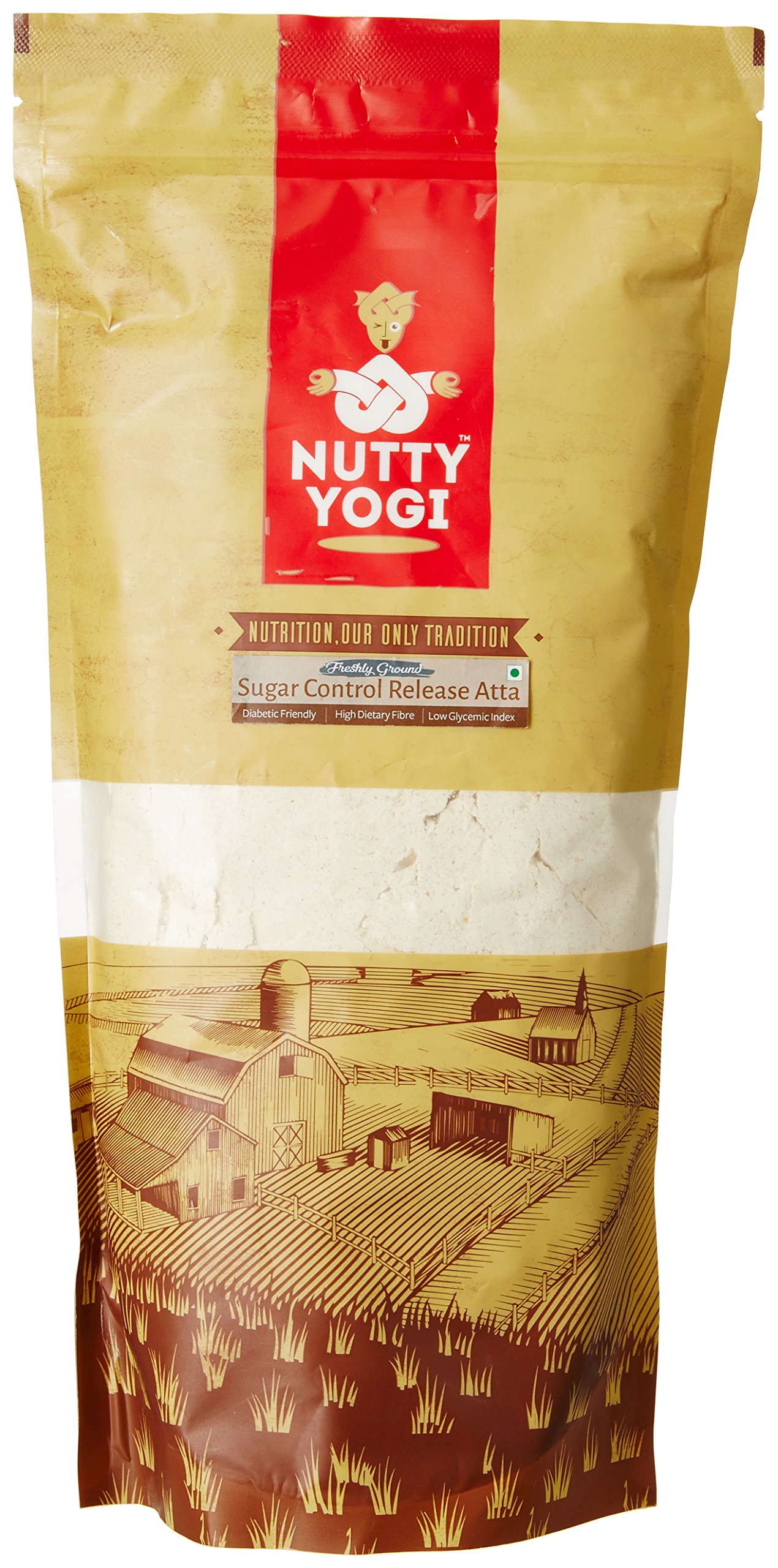 Nutty Yogi Sugar Control Release Atta, 1kg, Sugar Control Release Atta, 100% Natural Ingredients, High Fiber & Protein