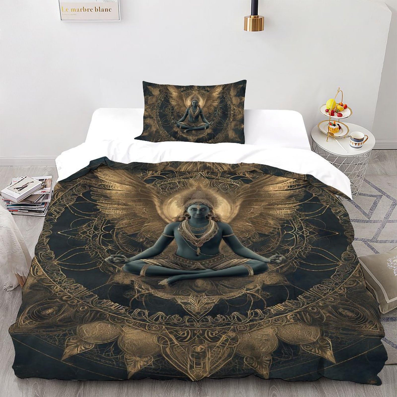 Housse de couette Bouddha avec fermeture éclair pour parure de lit zippée