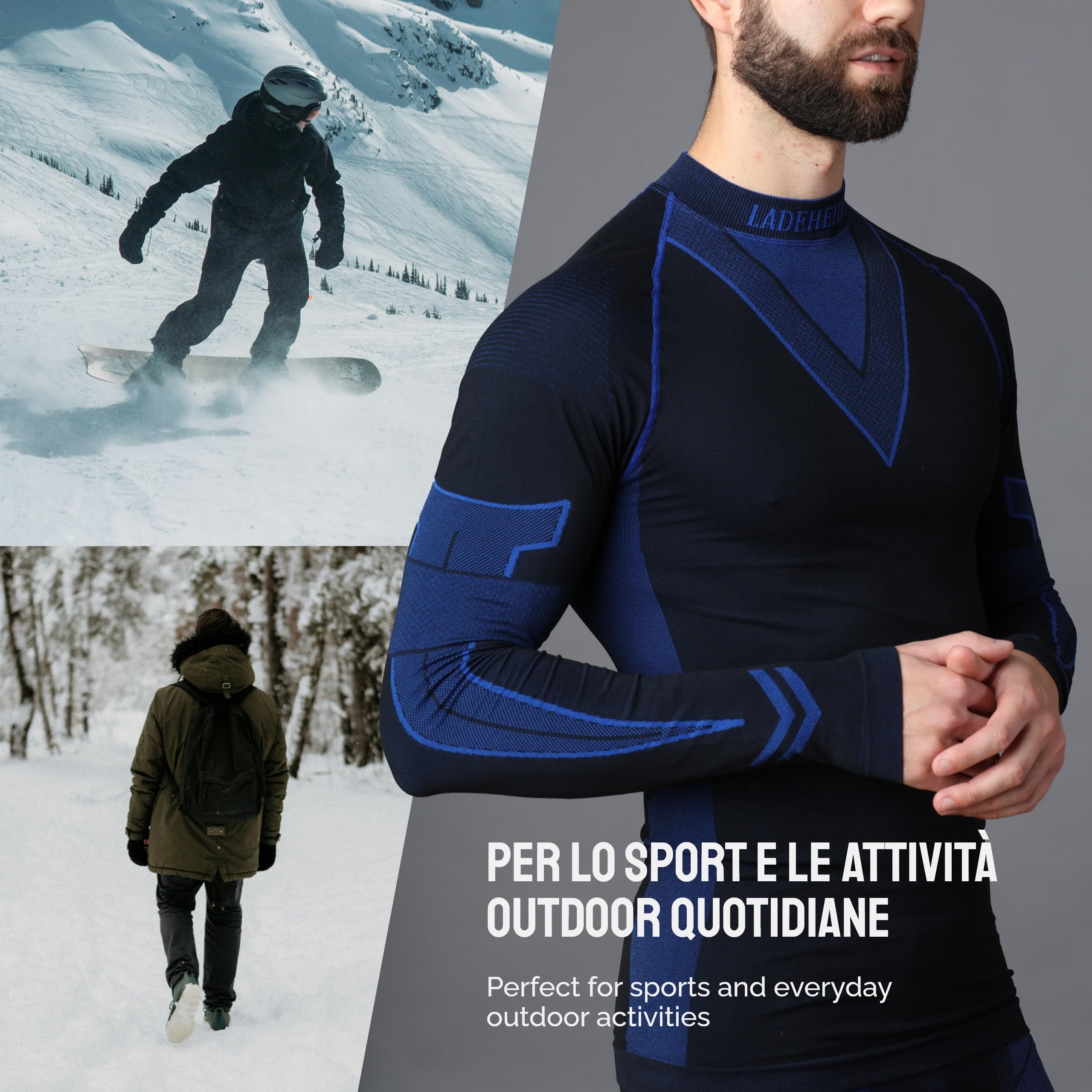 Ladeheid Completo Maglia e Calzamaglia Termiche Uomo LAGI003