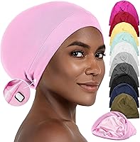 Vista 13 de CAPLORD Gorro de satén para dormir, envoltura de pelo rizado para hombres, gorros de seda ajustables para mujeres, gorro de seda para el cabello