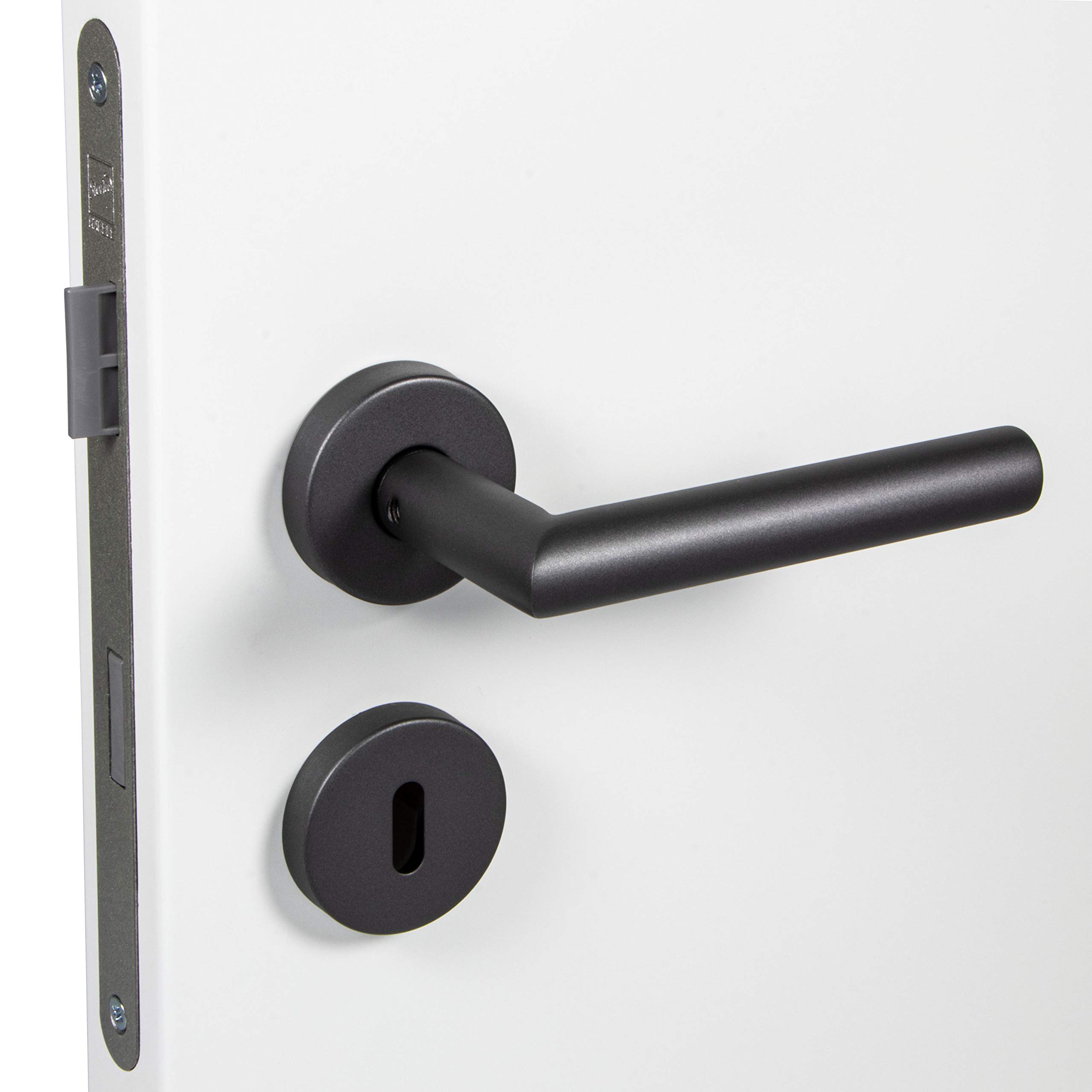 Set Maniglie Porte In Acciaio Inox Con Rosette | Finitura Nero Opaco | Per Porte Interne | Stile Classico E Moderno - Foto 13