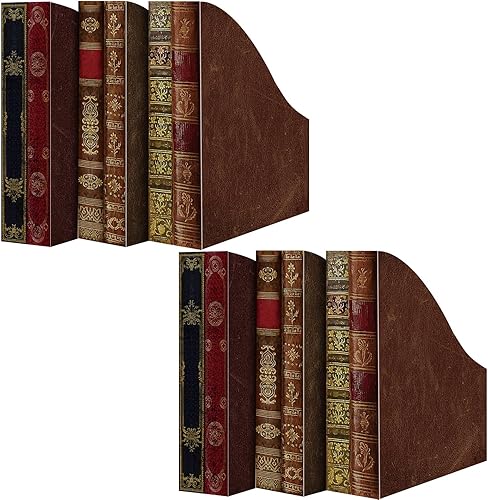 Geetery Organizador de 6 revistas de archivos de 3 x 11 x 12 pulgadas, estilo vintage, decorativo, clásico, revistero, caja fácil de montar, libros
