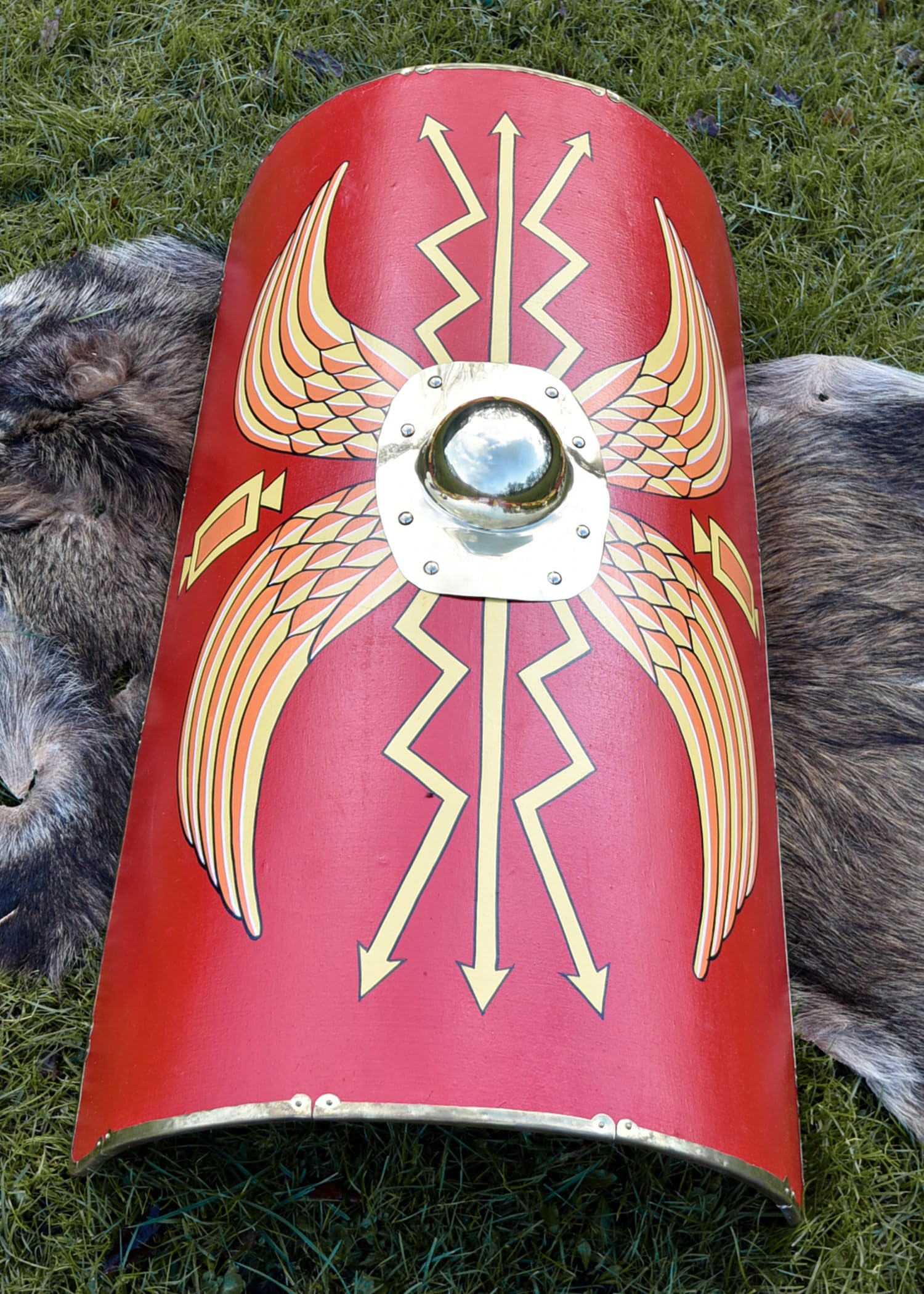 Cartel romano con texto en inglés "Battle-Merchant Scutum der Legionäre"