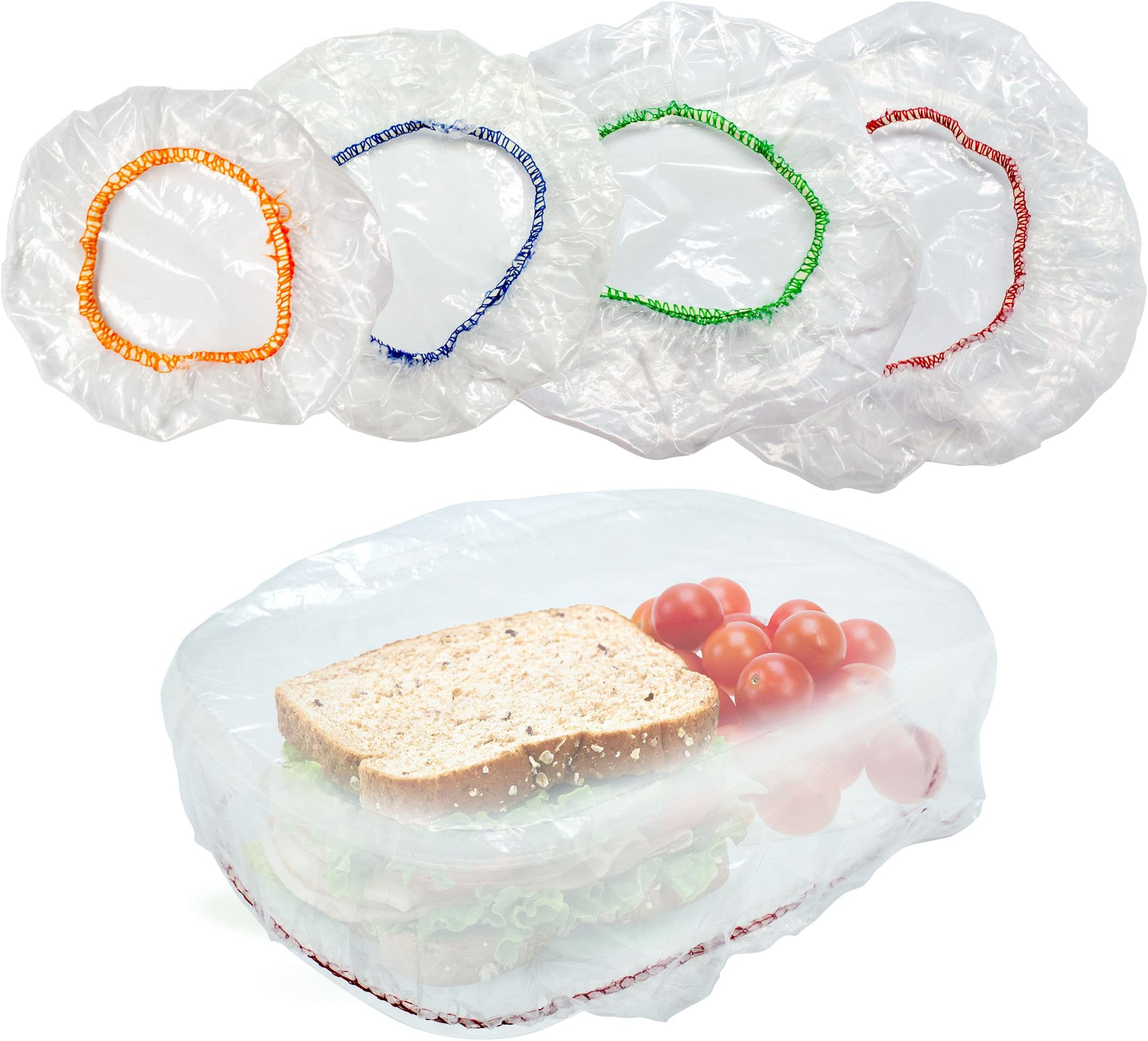 Culinary Elements Reusable Bowl Covers, Fits Small Bowls,12-Pack, 4 Sizes with Elastic, BPA-Free Plastic Food Storage Lids for Leftovers, Snacks & Prep Bowls