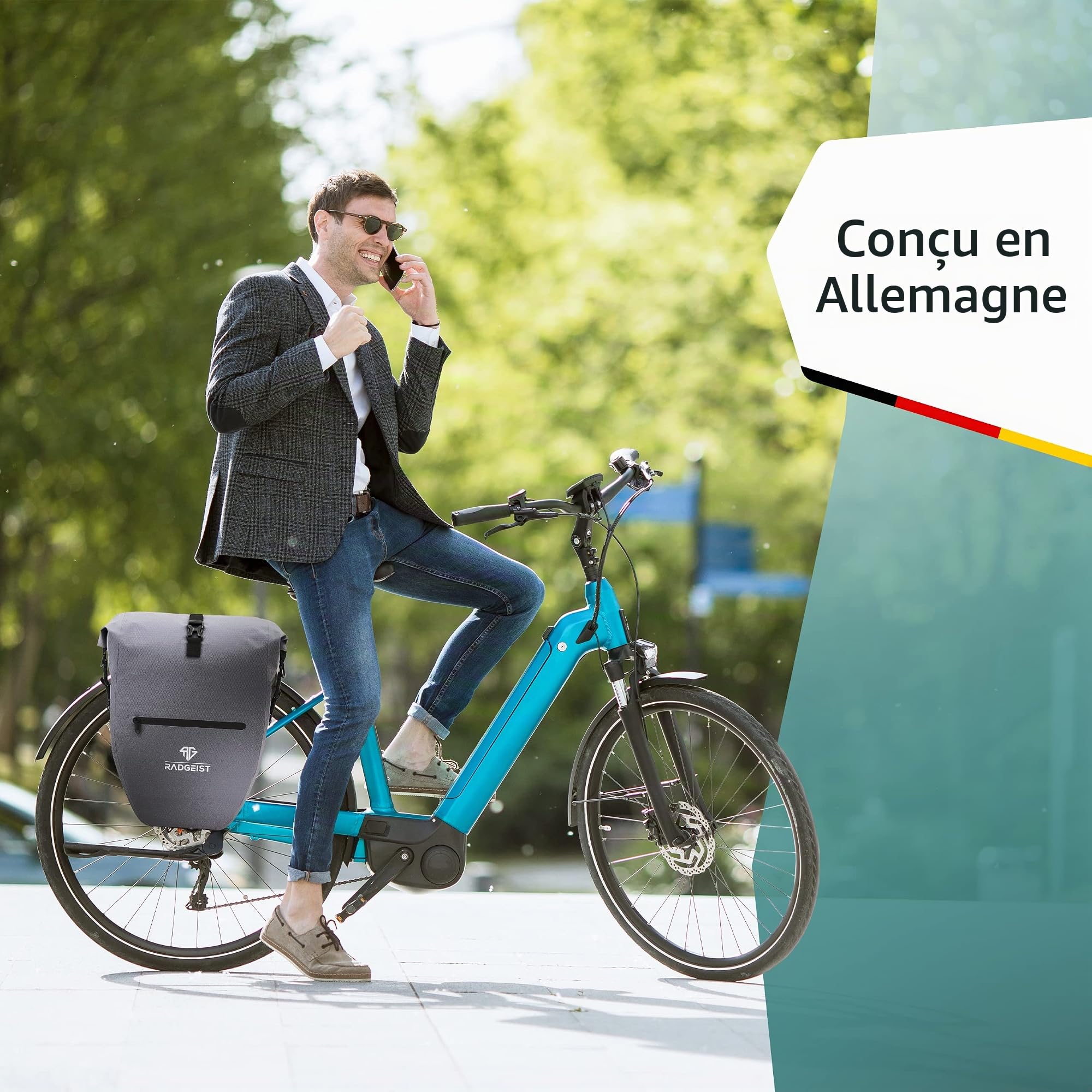 RADGEIST Sacoche de vélo pour porte-bagages - Sac pour porte-bagages de vélo - Sac de porte-bagages étanche et sac à bandoulière - Sacoche de vélo avec réflecteurs