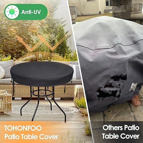 Miniatura 5 de TOHONFOO Cubierta de mesa redonda de altura de barra, impermeable, anti-UV, se adapta a mesas redondas al aire libre de hasta 30 a 32 pulgadas