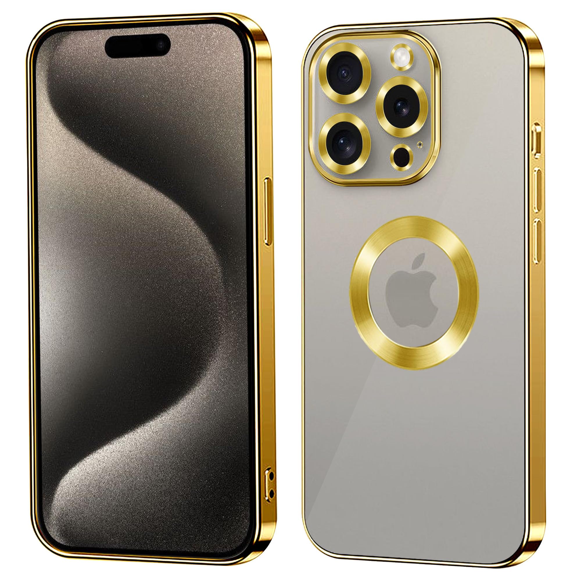 Apple iPhone 15＆12 Pro max ゴールド 本体 CRodible Mobile Phone Cover Compatible for Apple iPhone 15 Pro Max