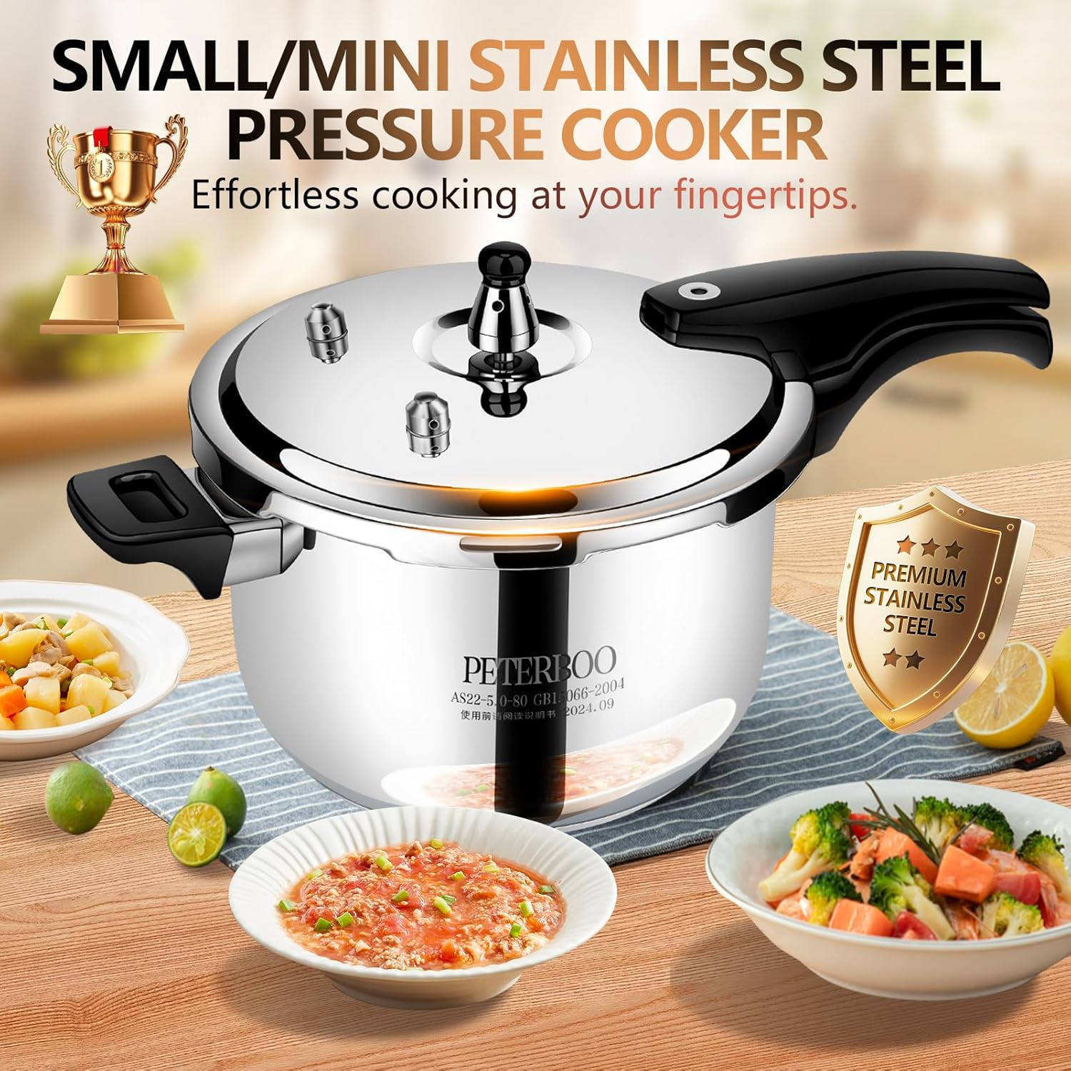 Small Stainless Steel Pressure Cooker 2Quart Mini Size, Ideal for Side Dishes, Grains & Camping,2-3Quart Compact Design, Fast & Safe for Small Families 2qt+