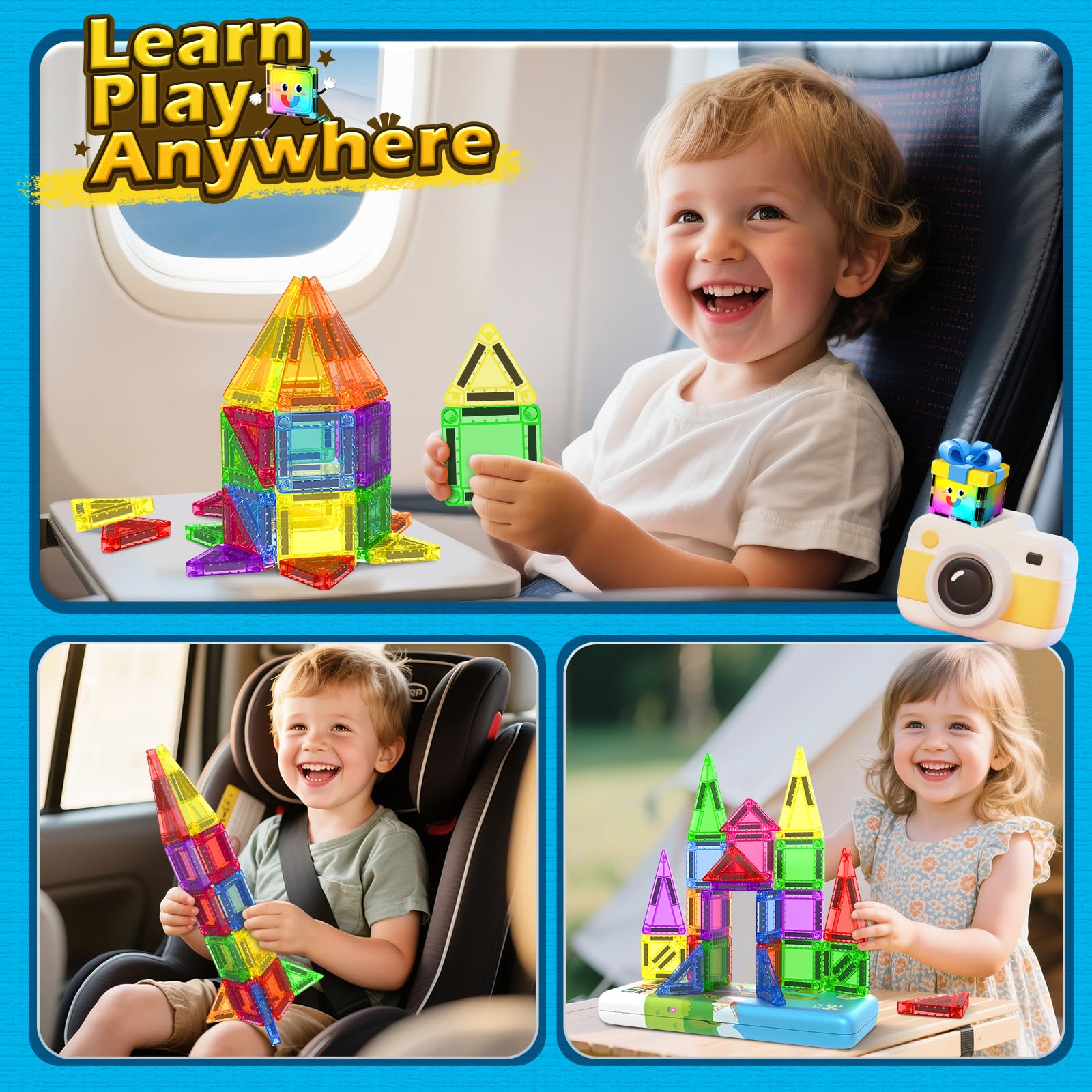 Magnetic Tiles for Kids Ages 4-8 Toddler Toys Magnetic Blocks Building Toy STEM Sensory Kids Toys Gift for Boys & Girls 3+ Year Old - Image 2