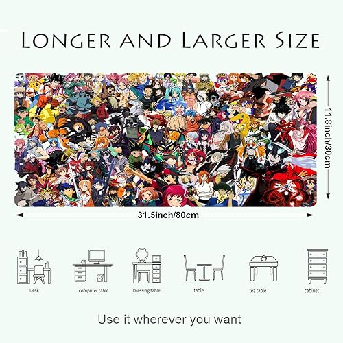Miniatura 2 de Alfombrilla de mouse grande extendida para juegos, teclado de escritorio completo, alfombrilla XXL Bigmouse con anime, impermeable y antideslizante