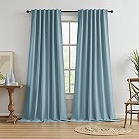 Vista 35 de Keqiaosuocai - 2 paneles de cortinas completamente opacas, de lino, con pestaña trasera, estilo rústico de granja, para sala de estar o casa