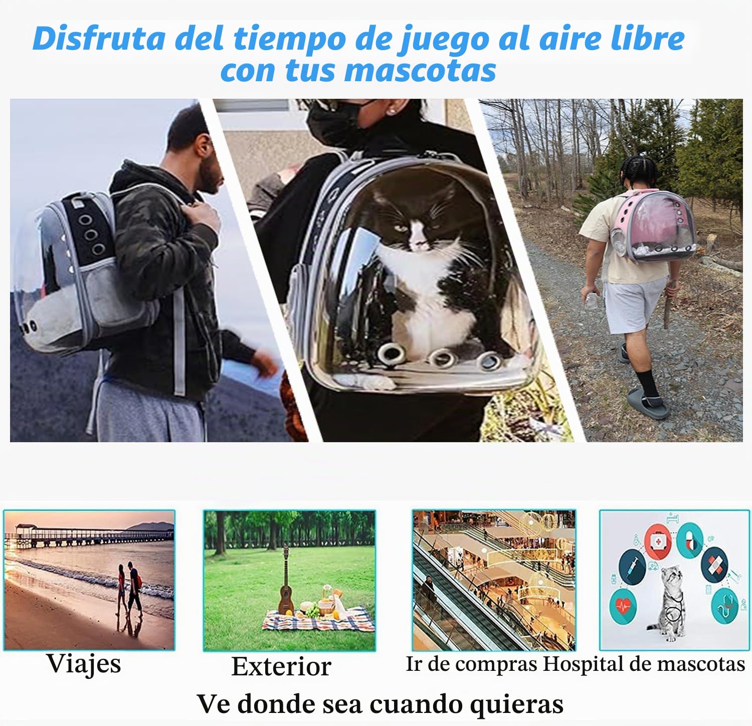 Mochila para Gatos,Mochila Gato,Mochila Cápsula para Mascotas,Mochilas para Gatos y Perro Transportin Gato Expandible y Plegable (Black, Medium, hacia adelante)
