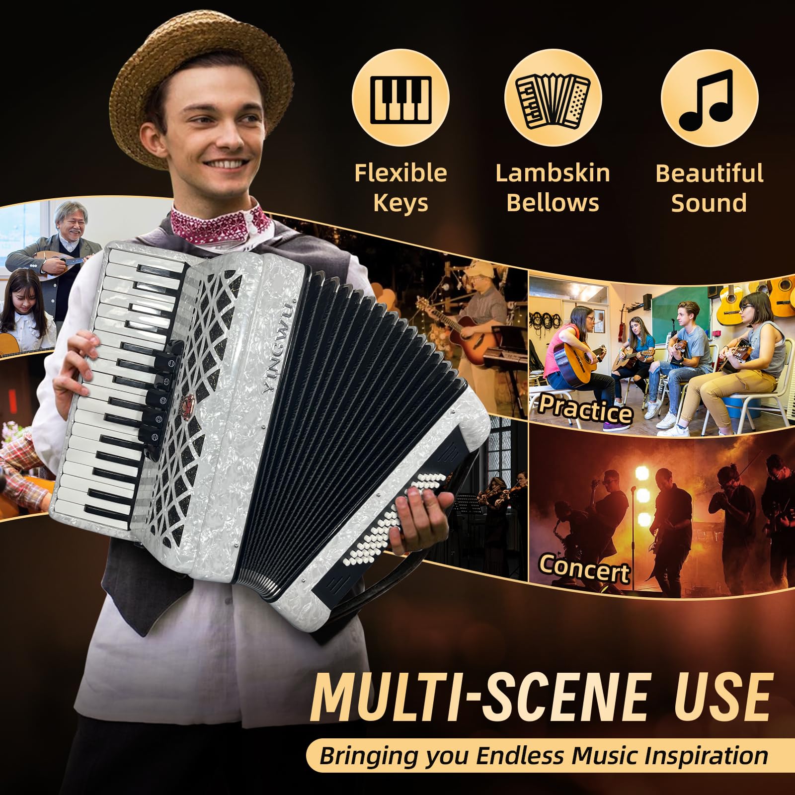 Amazon.com: Accordion 34 Keys 60 Bass,with 5 treble adjustment