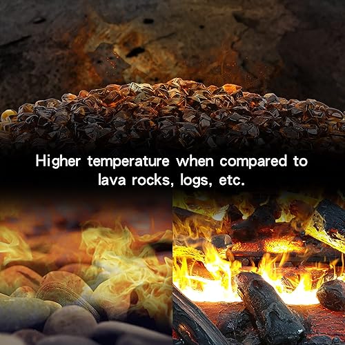 Miniatura 4 de Stanbroil Vidrio de fuego de 10 libras, vidrio de fuego de polígono de 12 pulgada para chimenea y paisajismo, ámbar