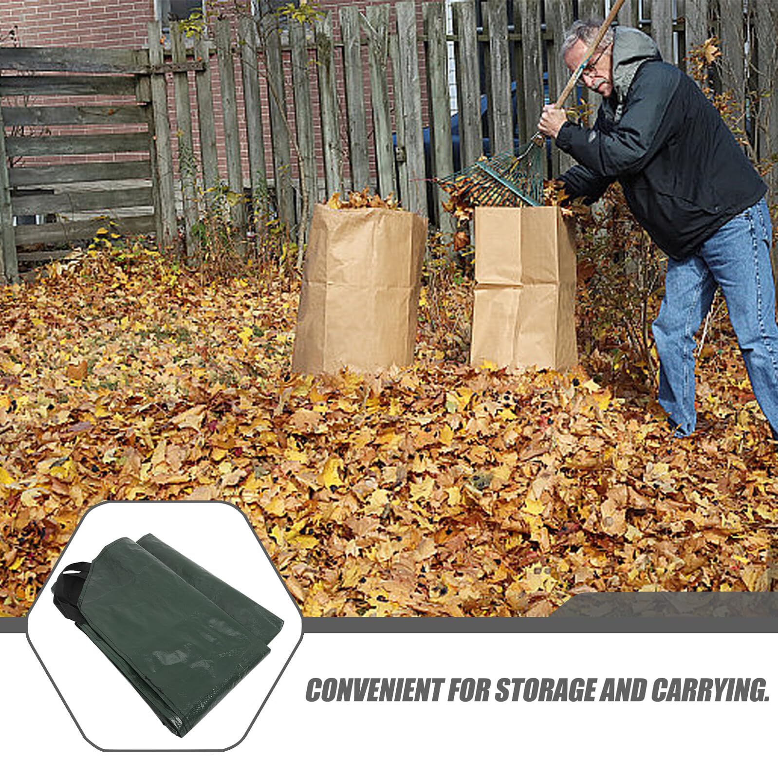 ibasenice de Collecte Jardin Pliable avec Poignées Capacité Bâche Verte Résistante pour Déchets Verts et Ramassage Gazon Rangement Compact Intérieur et Extérieur