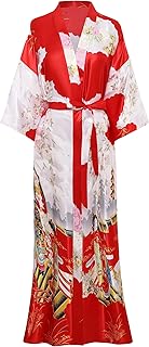 Kimono Robe for Women - Long Satin Sleepwear Silky Kimono Cover-Up Nightgown Japanese Bathrobe Loungewear Blouse